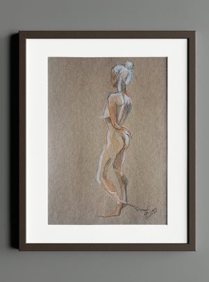 contemporary drawing of female model standing up