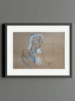 Portrait of woman - mix media on paper- trasparent portrait