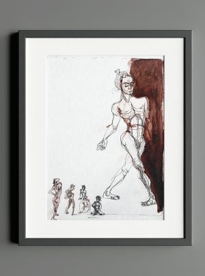 composition figurative drawing of male model